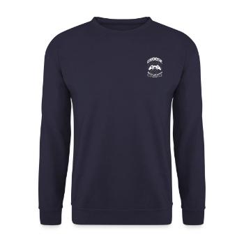 FoundLux New Design, CHOOSE YOUR WEAPON - Unisex Sweatshirt - navy - Front - Alina (178cm) & Michal (187cm)