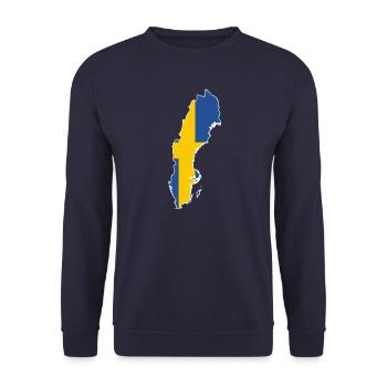 Map of Sweden with flag inside - Unisex Sweatshirt - navy - Front - Alina (178cm) & Michal (187cm)