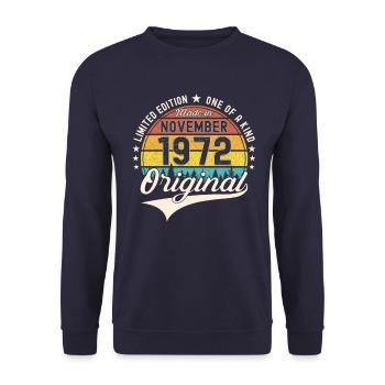 Original November 1972 50th birthday gift - Unisex Sweatshirt - navy - Front - Alina (178cm) & Michal (187cm)