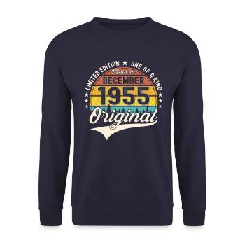 Cadeau original du 67e anniversaire de décembre 1955 - Sweat-shirt Unisexe - marine - Devant - Alina (178cm) & Michal (187cm)