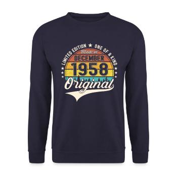 Cadeau original du 64e anniversaire de décembre 1958 - Sweat-shirt Unisexe - marine - Devant - Alina (178cm) & Michal (187cm)