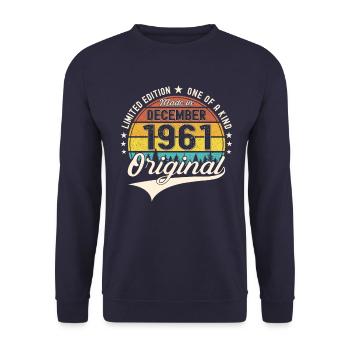 Original December 1961 61st birthday gift - Unisex Sweatshirt - navy - Front - Alina (178cm) & Michal (187cm)