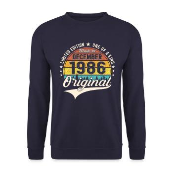 Original December 1986 36th Birthday Gift - Unisex Sweatshirt - navy - Front - Alina (178cm) & Michal (187cm)