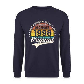 Original December 1998 24th Birthday Gift - Unisex Sweatshirt - navy - Front - Alina (178cm) & Michal (187cm)