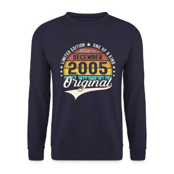 Original December 2005 17th Birthday Gift - Unisex Sweatshirt - navy - Front - Alina (178cm) & Michal (187cm)