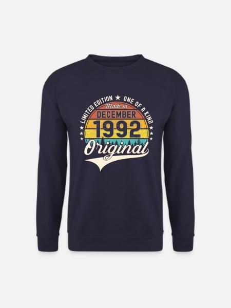 Cadeau original du 30e anniversaire de décembre 1992 - Sweat-shirt Unisexe - marine