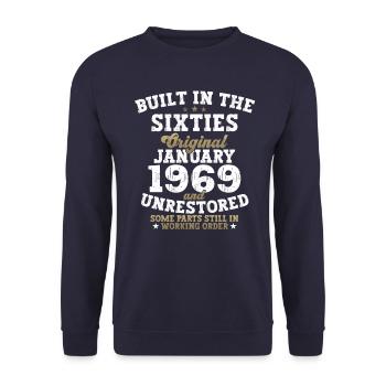 Né en 1969 Janvier 54e anniversaire Homme cadeau - Sweat-shirt Unisexe - marine - Devant - Alina (178cm) & Michal (187cm)