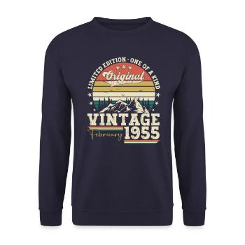 February born 1955 68th birthday gift man - Unisex Sweatshirt - navy - Front - Alina (178cm) & Michal (187cm)