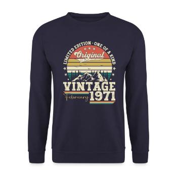 Février né 1971 52e anniversaire cadeau homme - Sweat-shirt Unisexe - marine - Devant - Alina (178cm) & Michal (187cm)