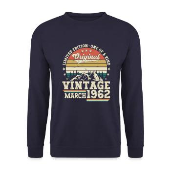 March born 1962 61st birthday gift man - Unisex Sweatshirt - navy - Front - Alina (178cm) & Michal (187cm)