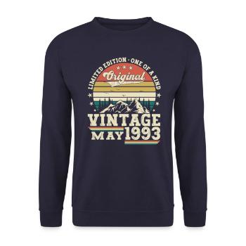 30th Birthday Man May Vintage 1993 Vintage - Unisex Sweatshirt - navy - Front - Alina (178cm) & Michal (187cm)