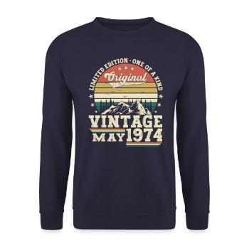 49. Geburtstag Mann Mai Jahrgang 1974 Vintage - Unisex Pullover - Navy - Vorne - Alina (178cm) & Michal (187cm)