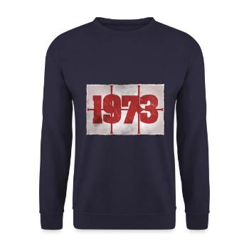 Born in 1973 - Unisex Sweatshirt - navy - Front - Alina (178cm) & Michal (187cm)