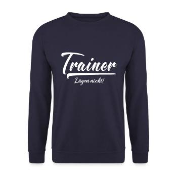 Trainer lügen nicht - Unisex Pullover - Navy - Vorne - Alina (178cm) & Michal (187cm)