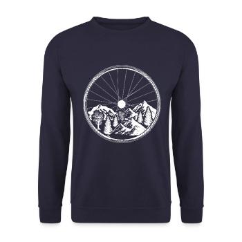 Cycling Landscape Mountains Nature Mountain Bike Motif - Unisex Sweatshirt - navy - Front - Alina (178cm) & Michal (187cm)