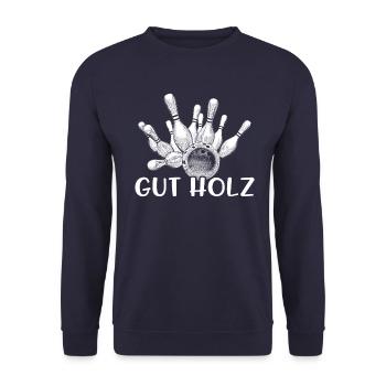 Bowling Kegeln Gut Holz Pins Kegel Bowlingkugel - Unisex Pullover - Navy - Vorne - Alina (178cm) & Michal (187cm)