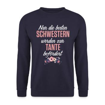 Beste Schwester zur Tante befördert Geschenk - Unisex Pullover - Navy - Vorne - Alina (178cm) & Michal (187cm)
