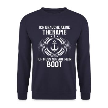 Therapie Kapitän Boot Segelboot Yacht - Unisex Pullover - Navy - Vorne - Alina (178cm) & Michal (187cm)