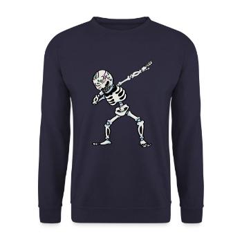 Skelett Mexican Sugar Skull Dia de Los Muertos - Unisex Pullover - Navy - Vorne - Alina (178cm) & Michal (187cm)