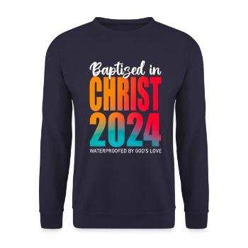 Getauft In Christus 2024 - Gottes Liebe - Unisex Pullover - Navy - Vorne - Alina (178cm) & Michal (187cm)