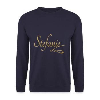 Vorname von Stefanie - Unisex Pullover - Navy - Vorne - Alina (178cm) & Michal (187cm)