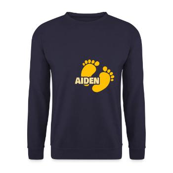 Fußabdruck Baby Geburt Aiden - Unisex Pullover - Navy - Vorne - Alina (178cm) & Michal (187cm)