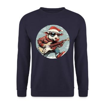 Bulle Guitare Rocker de Noël Taurus - Sweat-shirt Unisexe - marine - Devant - Alina (178cm) & Michal (187cm)