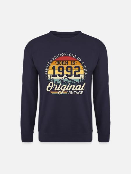 1992 Jahrgang geboren Vintage Retro Geburtstag - Unisex Pullover - Navy