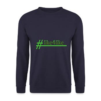 Stylischer Hashtag like4like - Unisex Pullover - Navy - Vorne - Alina (178cm) & Michal (187cm)