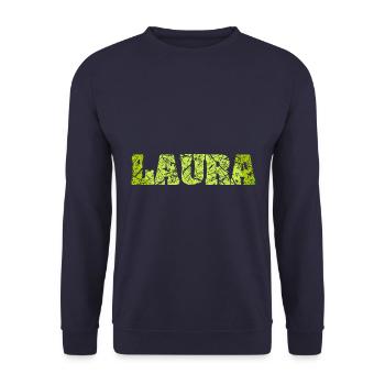 Name Laura - Unisex Pullover - Navy - Vorne - Alina (178cm) & Michal (187cm)