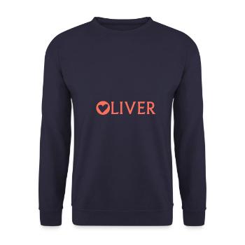 Amour et cœurs pour Oliver - Sweat-shirt Unisexe - marine - Devant - Alina (178cm) & Michal (187cm)
