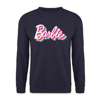 Barbie Buntes Logo - Unisex Pullover - Navy - Vorne - Alina (178cm) & Michal (187cm)