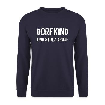 Dorfkind und stolz drauf Geschenk - Unisex Pullover - Navy - Vorne - Alina (178cm) & Michal (187cm)