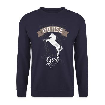 Cheval-fille cheval - Sweat-shirt Unisexe - marine - Devant - Alina (178cm) & Michal (187cm)