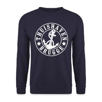 Heimathafen Brügge - Unisex Pullover - Navy - Vorne - Alina (178cm) & Michal (187cm)