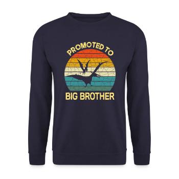Befördert zum großen Bruder Dinosaurier Geschenk - Unisex Pullover - Navy - Vorne - Alina (178cm) & Michal (187cm)