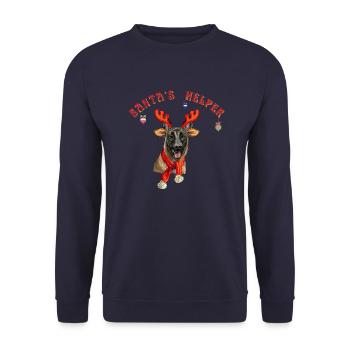 Belgian Shepherd Christmas Theme - Unisex Sweatshirt - navy - Front - Alina (178cm) & Michal (187cm)
