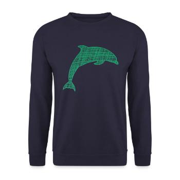 Delfin Tümmler Ozean Geschenk - Unisex Pullover - Navy - Vorne - Alina (178cm) & Michal (187cm)