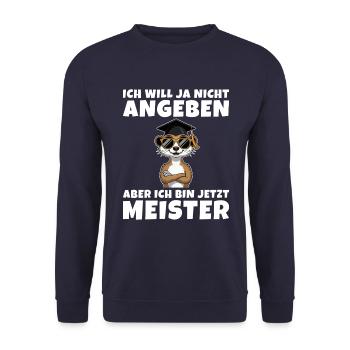 Meisterprüfung Ausbildung bestanden Meister - Unisex Pullover - Navy - Vorne - Alina (178cm) & Michal (187cm)