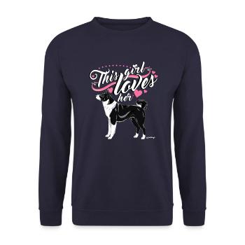 Karelian Bear Dog Girl2 - Unisex Sweatshirt - navy - Front - Alina (178cm) & Michal (187cm)