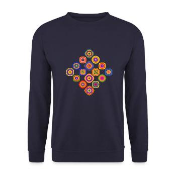 70er Jahre Raute - Unisex Pullover - Navy - Vorne - Alina (178cm) & Michal (187cm)