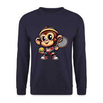 Chimpanzé jouant au tennis - Sweat-shirt Unisexe - marine - Devant - Alina (178cm) & Michal (187cm)