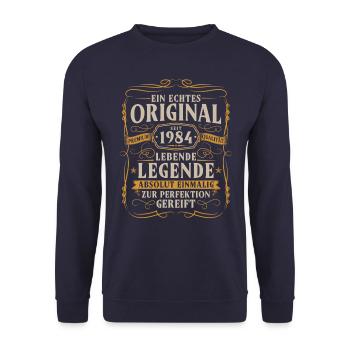 Original seit 1984 Vintage Geburtstag Geschenk - Unisex Pullover - Navy - Vorne - Alina (178cm) & Michal (187cm)