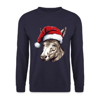 Esel Weihnachten Tier Kopf - Unisex Pullover - Navy - Vorne - Alina (178cm) & Michal (187cm)