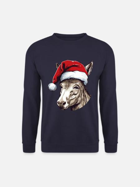 Esel Weihnachten Tier Kopf - Unisex Pullover - Navy