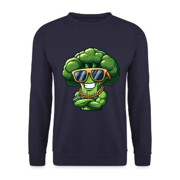 Cool Broccoli Sunglasses Gangster Vegetables - Unisex Sweatshirt - navy - Front - Alina (178cm) & Michal (187cm)