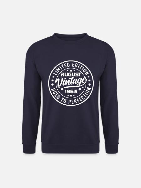 August 1963 Jahrgang 1963 August Geburtstagsgeschenk - Unisex Pullover - Navy
