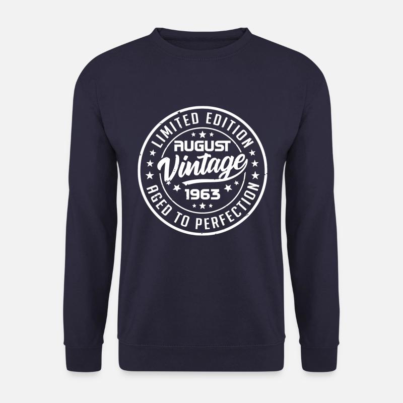 August 1963 Jahrgang 1963 August Geburtstagsgeschenk - Unisex Pullover - Navy