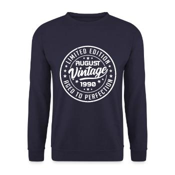 Août 1990 Cadeau D’anniversaire Vintage 1990 Août - Sweat-shirt Unisexe - marine - Devant - Alina (178cm) & Michal (187cm)