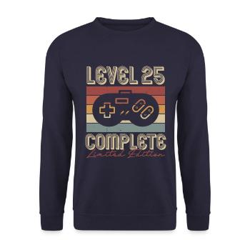 25 Geburtstag 25 Jahre Retro Geschenk - Unisex Pullover - Navy - Vorne - Alina (178cm) & Michal (187cm)